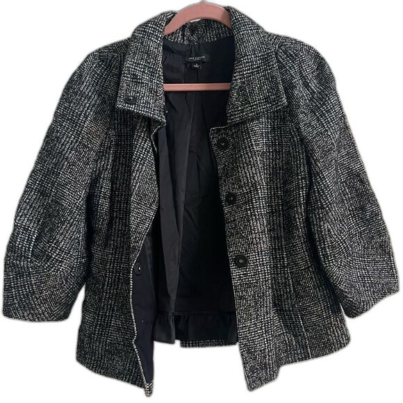 Ann Taylor Tweed Cropped Sleeve Wool Blend Plaid Blazer Women’s Small Chic - Picture 2 of 9